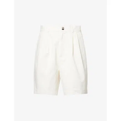 Anine Bing Womens Ecru Carrie Pleated Cotton Shorts