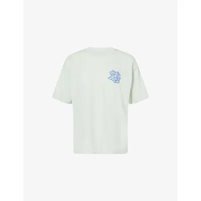 Anine Bing Womens Green Regular-fit Logo-print Cotton T-shirt