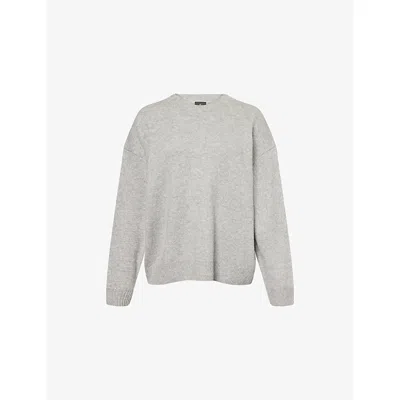 Anine Bing Womens Lee Crew Dropped-shoulders Cashmere Jumper Grey