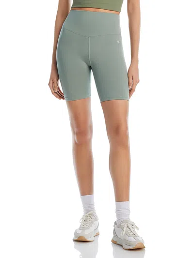 Anine Bing Womens Green Blake Logo-print High-rise Stretch-woven Shorts