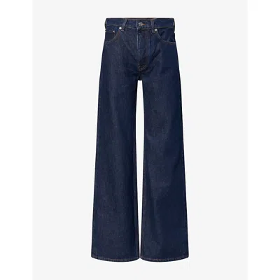 Anine Bing Womens Hugh Relaxed-fit Denim Jeans Washed Blue