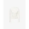 Anine Bing Womens Ivory Bray Ruched Stretch-woven Top In White