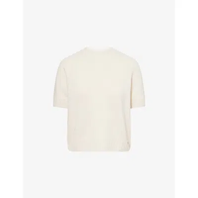Anine Bing Womens Ivory Jackson Short-sleeves Cashmere Jumper In Gray