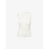 Anine Bing Womens Ivory Lucia Ruched Stretch-woven Top In White