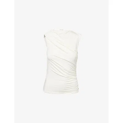 ANINE BING WOMENS ANINE BING LUCIA RUCHED STRETCH-WOVEN TOP