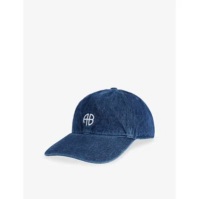 Anine Bing Womens Jeremy Logo-embroidered Denim Baseball Cap Dark Blue