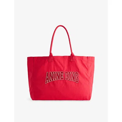 Anine Bing Womens Leo Canvas Tote Bag Red