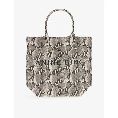 Anine Bing Womens Leo Python Cotton Tote Bag