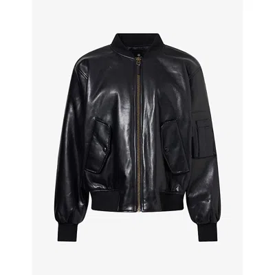 Anine Bing Womens Leon Leather-blend Bomber Jacket Black