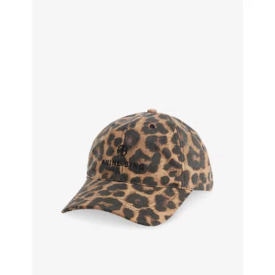 Anine Bing Womens Leopard Jeremy Brand-embroidery Cotton Baseball Cap In Brown