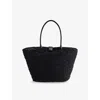 Anine Bing Womens Lou Monogram Raffia Tote Bag Black In Black