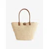 Anine Bing Womens Lou Monogram Raffia Tote Bag Natural With Cognac In Brown