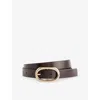 Anine Bing Womens Dark Brown With Gold Mall Signature Leather Belt In Brown