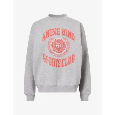 Anine Bing Womens Miles Logo-print Cotton-blend Sweatshirt Grey In Gray