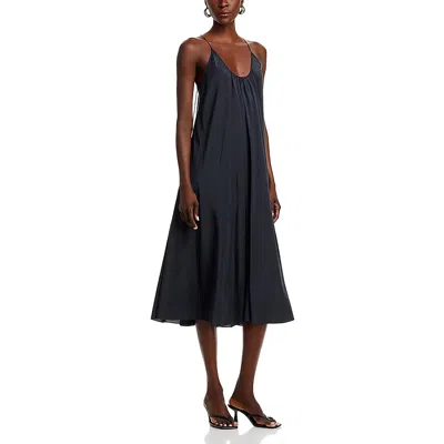 Anine Bing Aida Gathered Midi Dress In Black