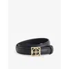 Anine Bing Womens Black Monogram Adustable Leather Belt Xs In Black