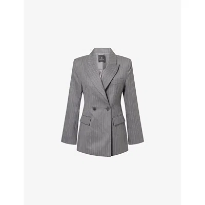 Anine Bing Womens  Tiphaine Pinstripe Wool Blazer In Gray