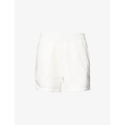 Anine Bing Womens Off White Kam Monogram-embroidery Cotton-jersey Shorts Xs