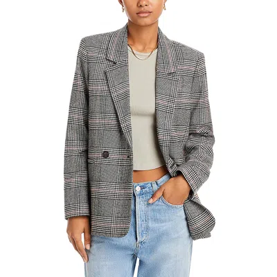 Anine Bing Womens Plaid Wool Double-breasted Blazer In Multi