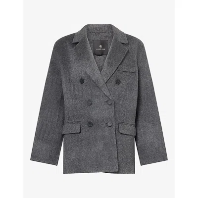 Anine Bing Womens Sali Oversized Wool Jacket Grey In Gray