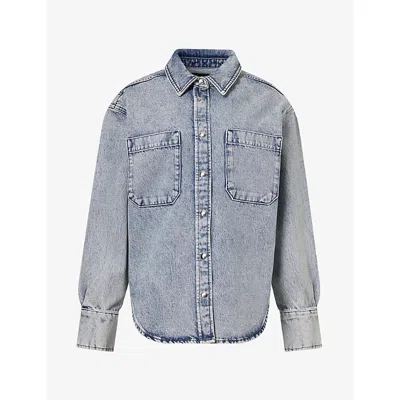 Anine Bing Womens Samy Long-sleeve Denim Shirt Washed Blue