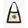 Anine Bing Cara Tote In Natural Canvas With Black In Tan