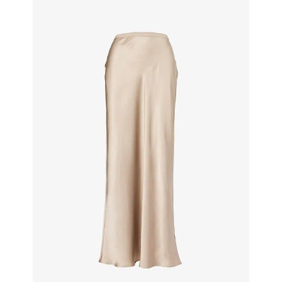 Anine Bing Womens Taupe Bar High-waist Silk Maxi Skirt