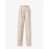 ANINE BING ANINE BING WOMEN'S TAUPE CARRIE STRAIGHT-LEG MID-RISE WOOL TROUSERS