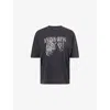 Anine Bing Womens Washed Black Cohen Brand-print Cotton-jersey T-shirt In Black