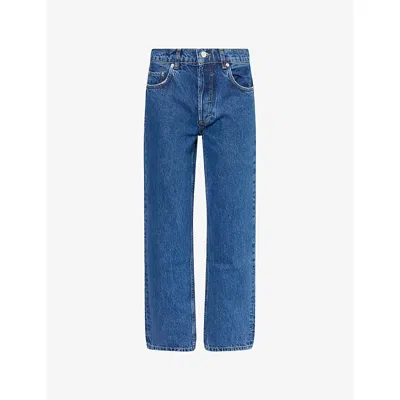 Anine Bing Womens Kate High-rise Straight-leg Denim Jeans Washed Blue