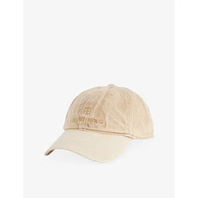 Anine Bing Womens Yellow Jeremy Brand-embroidery Cotton Baseball Cap In Neutral