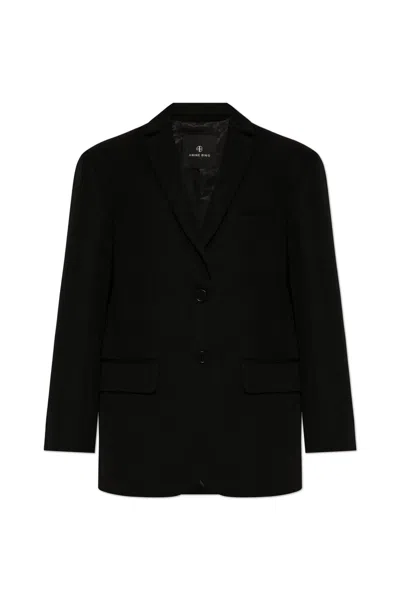 Anine Bing Quinn Wool Blazer In Black