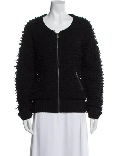 Pre-owned Anine Bing Wool Bomber Jacket In Black