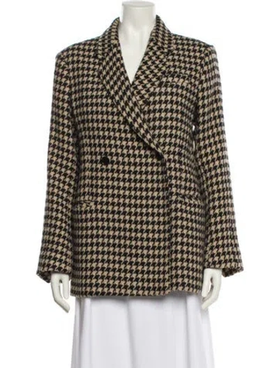 Pre-owned Anine Bing Wool Houndstooth Print Blazer