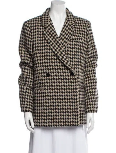 Pre-owned Anine Bing Wool Houndstooth Print Blazer In Neutral