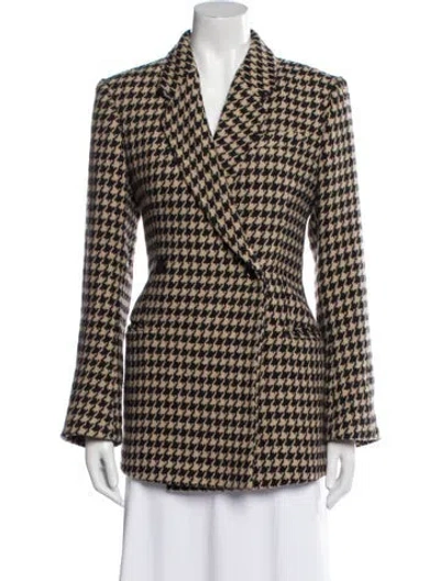 Pre-owned Anine Bing Wool Houndstooth Print Blazer In Neutral