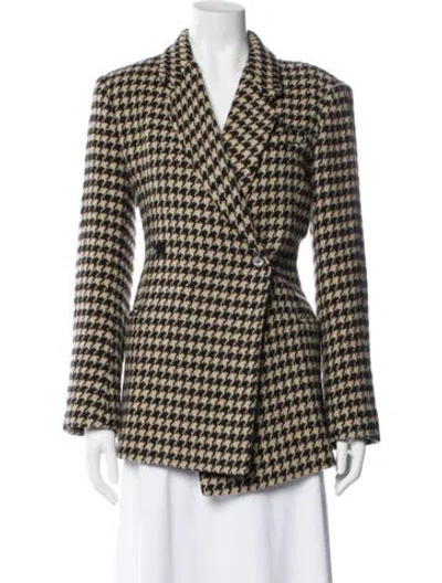 Pre-owned Anine Bing Wool Houndstooth Print Coat In Neutral