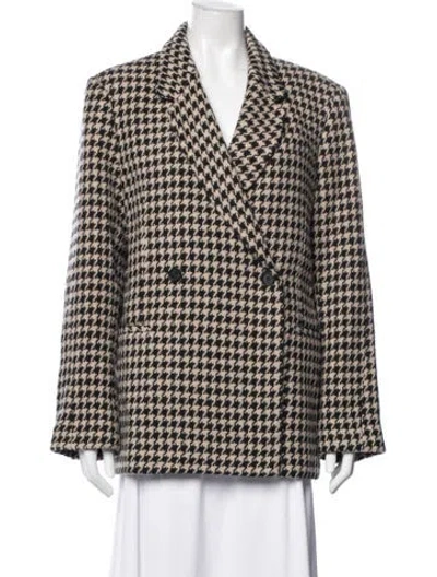 Pre-owned Anine Bing Wool Houndstooth Print Coat W/ Tags In Brown