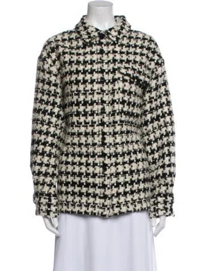 Pre-owned Anine Bing Wool Houndstooth Print Evening Jacket W/ Tags In Neutral
