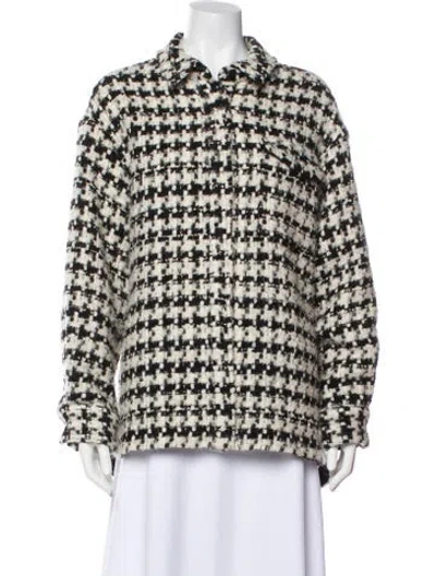 Pre-owned Anine Bing Wool Houndstooth Print Jacket In Multi
