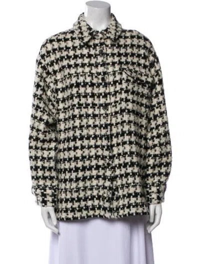 Pre-owned Anine Bing Wool Houndstooth Print Jacket In Neutral