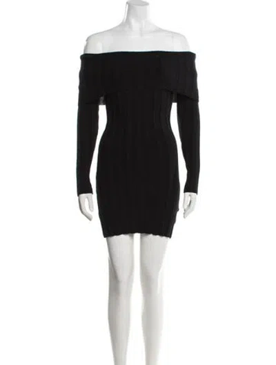 Pre-owned Anine Bing Wool Mini Dress In Black