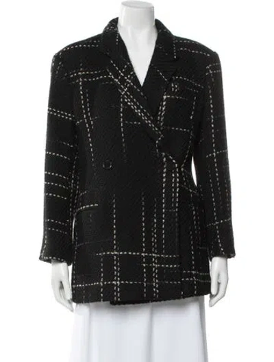 Pre-owned Anine Bing Wool Plaid Print Blazer In Black