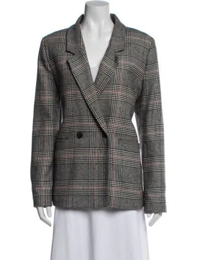 Pre-owned Anine Bing Wool Plaid Print Blazer In Blue