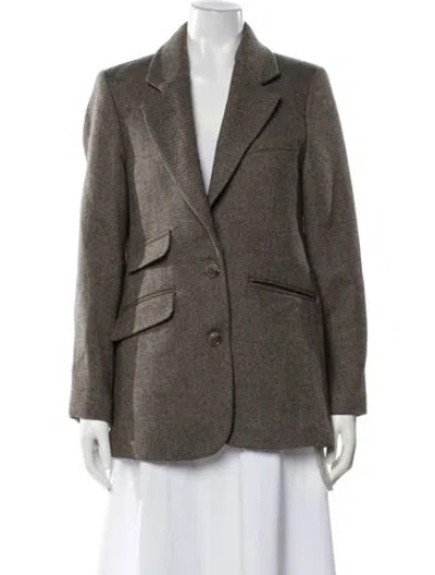 Pre-owned Anine Bing Wool Plaid Print Blazer In Gray