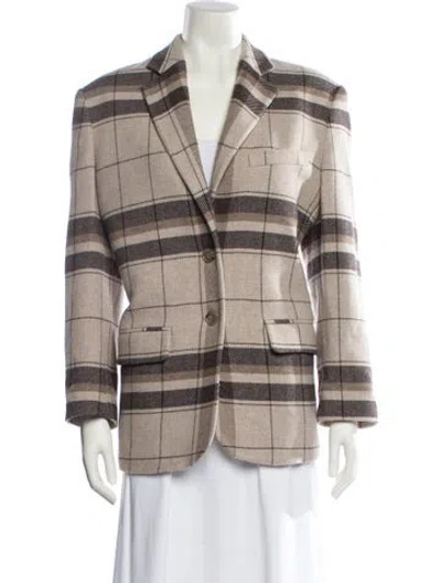 Pre-owned Anine Bing Wool Plaid Print Blazer In Neutral