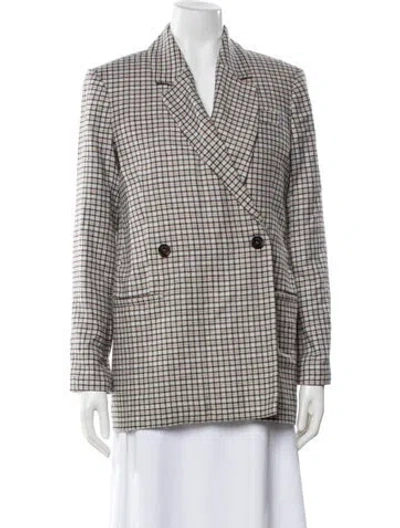 Pre-owned Anine Bing Wool Plaid Print Blazer In Neutral