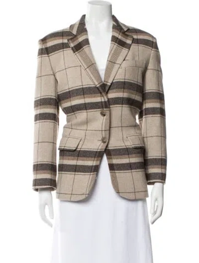 Pre-owned Anine Bing Wool Plaid Print Blazer In Neutral