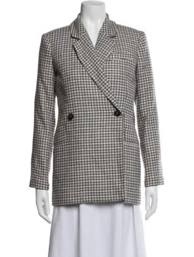 Pre-owned Anine Bing Wool Plaid Print Blazer In Neutrals
