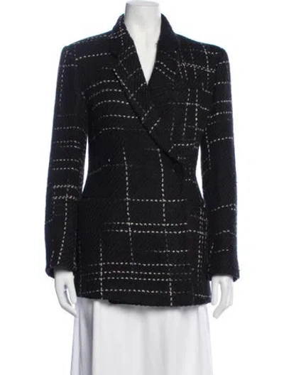 Pre-owned Anine Bing Wool Plaid Print Coat In Blue